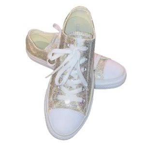 CONVERSE Chuck Taylor Oxford Silver Glitter Low Top Sneakers Sz Women’s 9